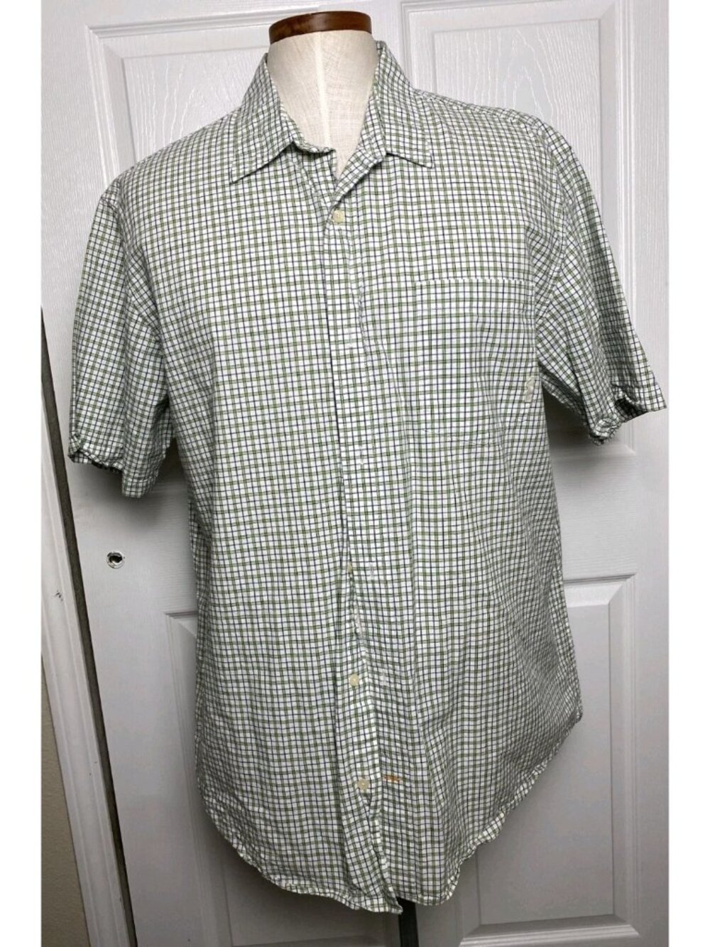 XXL / Timberland Short Sleeve Button Down Shirt Men's Green / 100% Cotton ( 2D1)